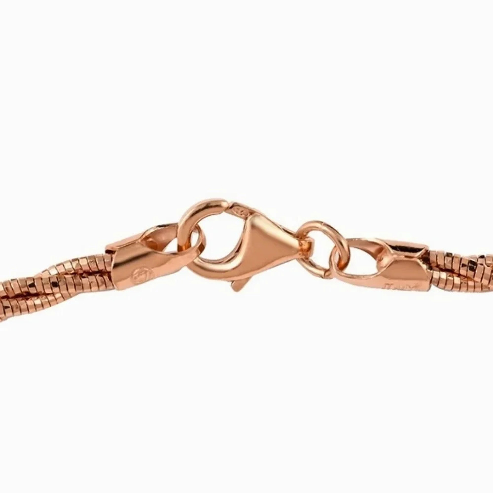 Omega Necklace Triple Twist 14kt Rose Gold Over Sterling Silver - Picture 7 of 7